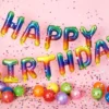 Ballongbanner - Happy Birthday - Regnbue
