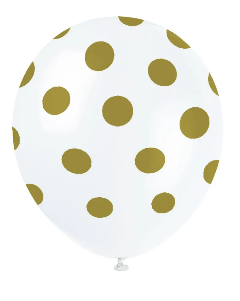 Ballonger med Prikker - Hvit og Gull