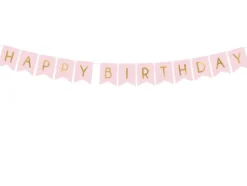Blokkbanner - Happy Birthday - Lys Rosa
