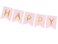 Blokkbanner - Happy Birthday - Lys Rosa