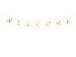 Blokkbanner - "Welcome" - Hvit