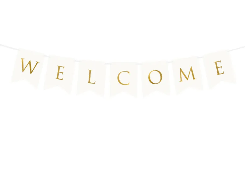 Blokkbanner - "Welcome" - Hvit