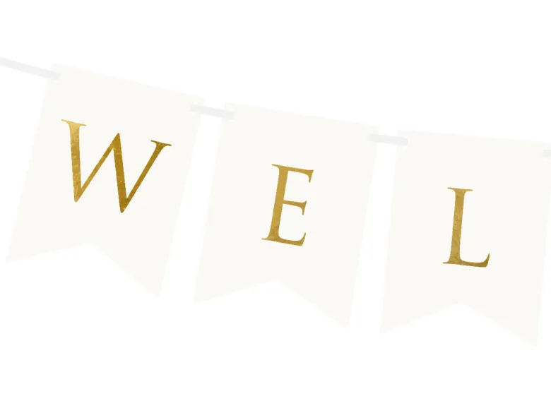 Blokkbanner - "Welcome" - Hvit