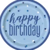 Blå & Sølv Glitz - "Happy Birthday"
