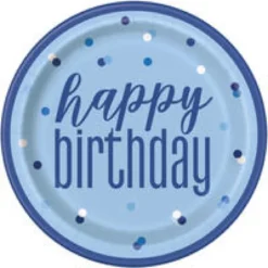 Blå & Sølv Glitz - "Happy Birthday"