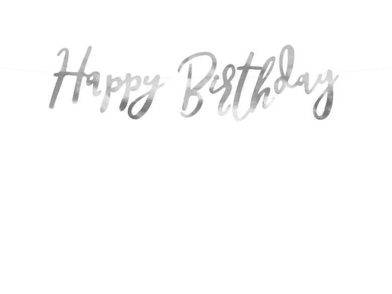 Bokstavbanner - "Happy Birthday" - Sølv