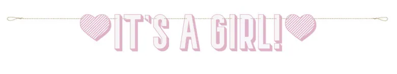 Bokstavbanner - "It's a Girl" - Rosa