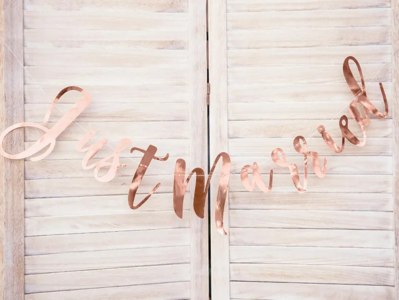 Bokstavbanner - Just Married - Rosegull