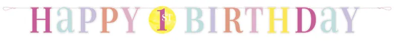 Bokstavbanner- Rosa Dots Første Bursdag