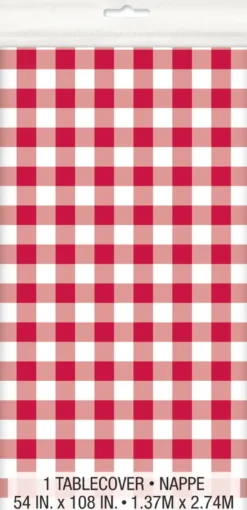 Bordduk Plast - Gingham Rød