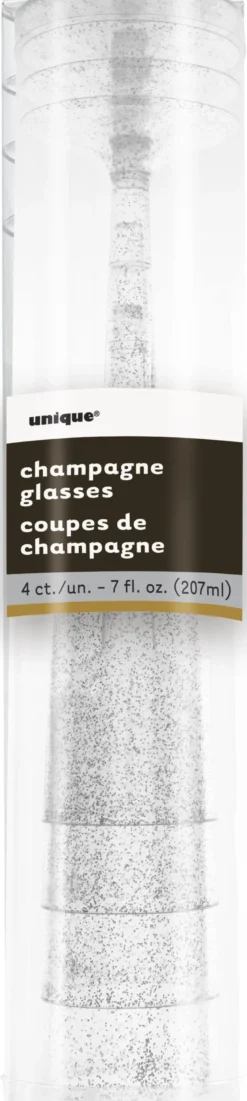 Champagneglass - Glitter Sølv