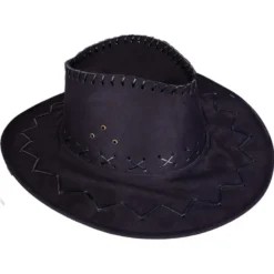Cowboyhatt - Sort i semsket look