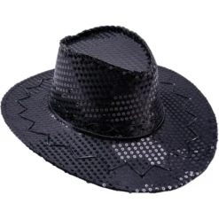 Cowboyhatt - Sort med paljetter