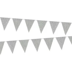Flaggbanner - Glitter Sølv - Papp