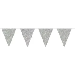 Flaggbanner - Glitter Sølv - Papp