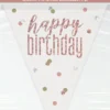 Flaggbanner - Happy Birthday - Rosegull