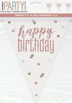 Flaggbanner - Happy Birthday - Rosegull