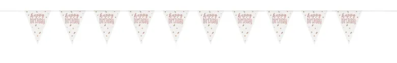 Flaggbanner - Happy Birthday - Rosegull