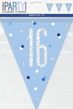 Flaggbanner - 16 År - Blå & Sølv