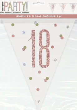Flaggbanner - 18 År - Rosegull