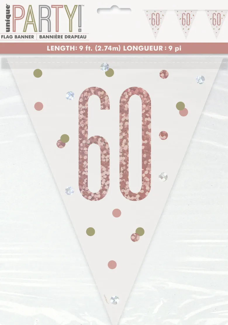 Flaggbanner - 60 År - Rosegull