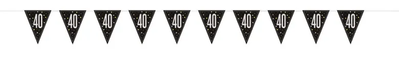 Flaggbanner - 40 År - Sort & Sølv