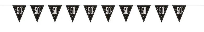 Flaggbanner - 50 År - Sort & Sølv