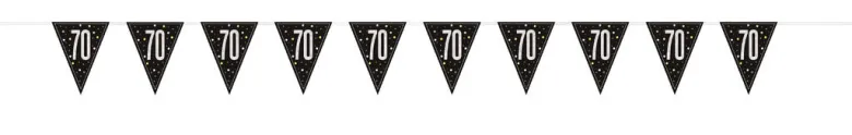 Flaggbanner - 70 År - Sort & Sølv