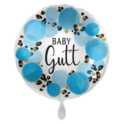 Folieballong - "Baby Gutt" - Blå Prikker