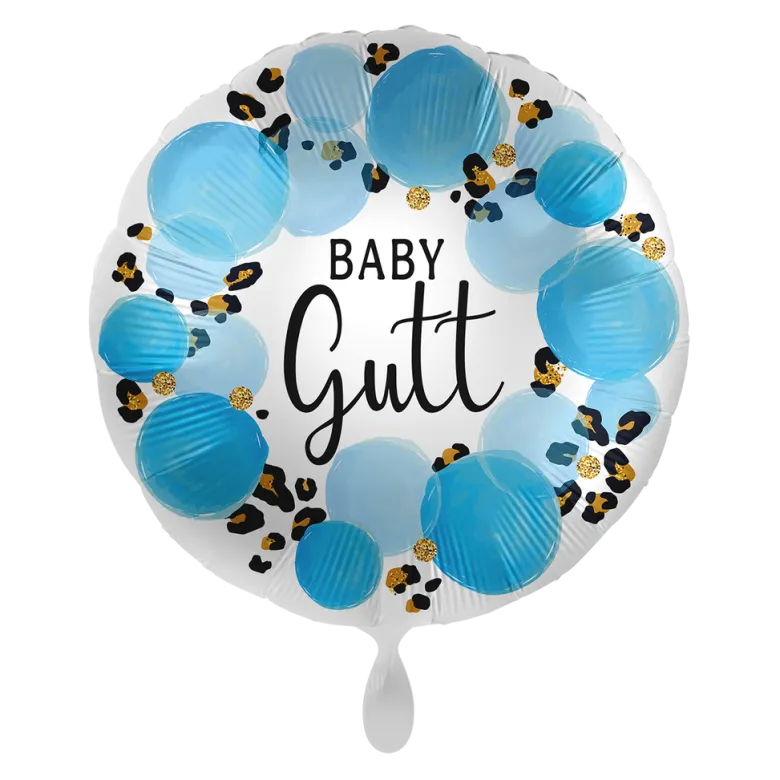 Folieballong - "Baby Gutt" - Blå Prikker