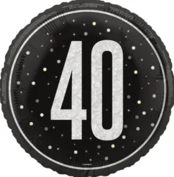 Folieballong - 40 År Sort