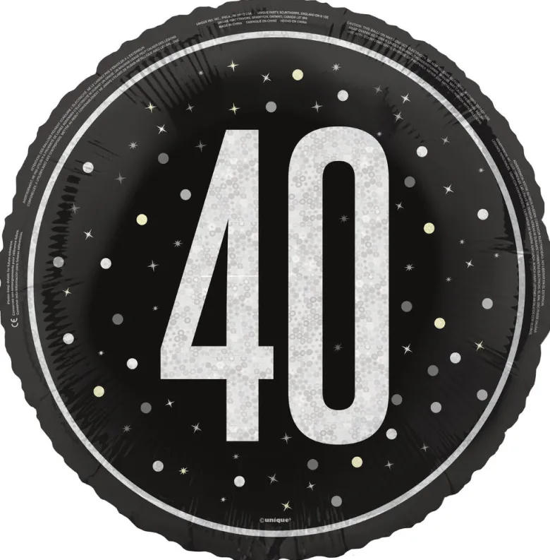 Folieballong - 40 År Sort