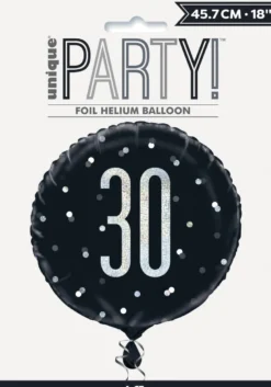 Folieballong - 30 År Sort