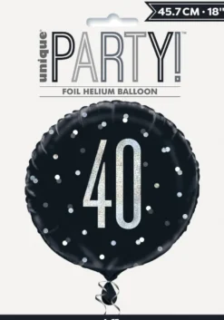 Folieballong - 40 År Sort