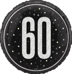 Folieballong - 60 År - Sort & Sølv