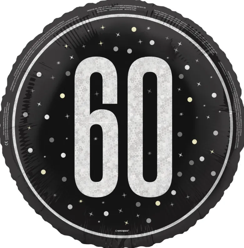 Folieballong - 60 År - Sort & Sølv