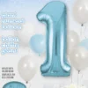 Folieballong Tall - Baby Blå - Nummer 1