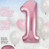 Folieballong Tall - Baby Rosa - Nummer 1