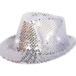 Hatt - Trilby - Paljetter Sølv