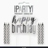 Kakelys - "Happy Birthday" - Sort & Sølv