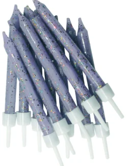 12 Kakelys med Holder, Glitrende Lilla