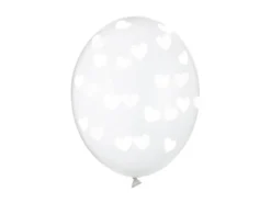 Klare ballonger med hvite hjerter