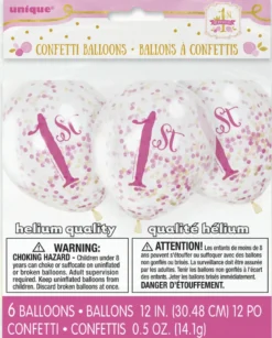 Konfettiballonger - 1-årsdag- Rosa