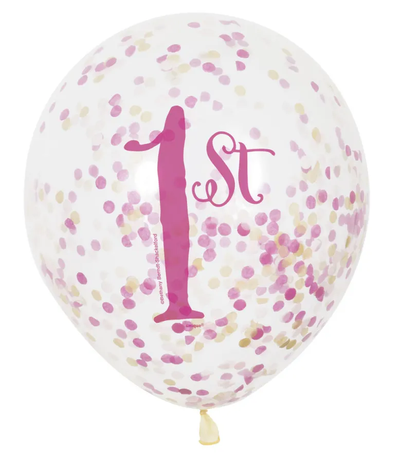 Konfettiballonger - 1-årsdag- Rosa