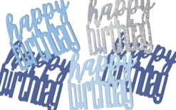 Konfetti - "Happy Birthday" - Blå & Sølv