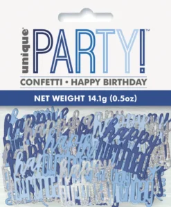 Konfetti - "Happy Birthday" - Blå & Sølv