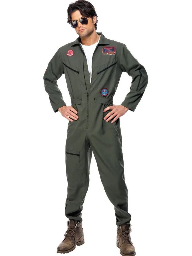 Kostyme - Top Gun Jagerflypilot - Grønn