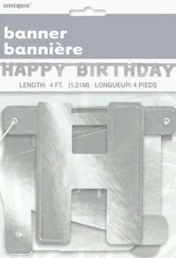 Leddbanner - "Happy Birthday" - Sølv