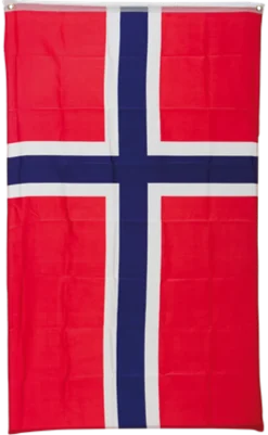 Norsk flagg m/feste til stang - Medium