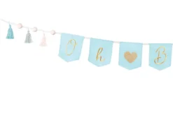 "Oh Baby" banner m/tassels - Lys Blå